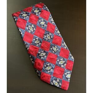 ROBERT TALBOTT Studio Necktie Mac Neil Purnell Red Blue Geometric Floral Diamond